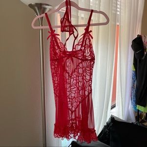 Red babydoll lingerie dress
